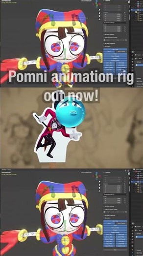 Demo of my Pomni Animation Rig for Blender! #blender3d #3drigging