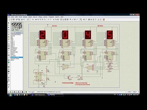 Digital Clock Using Counter and Decoder IC in Proteus #proteus #electronics #simulation