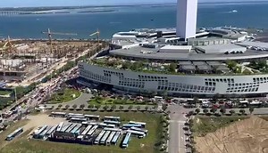 Aerial view of the South Road Properties (SRP) in Cebu City on Sunday, January 21, 2024. The Sinulog 2024 Grand Parade and Ritual Showdown are ongoing at the SRP grounds. | via Arnold Bustamante | SunStar Cebu