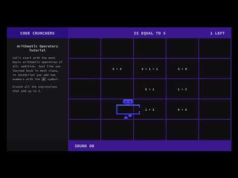 Code Crunchers: A game for learning JavaScript math operators and methods | Trailer