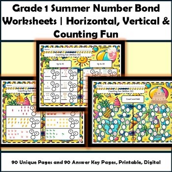 Grade 1 Summer Addition Math 20 Fact Fluency Place Value Logic Count Bond