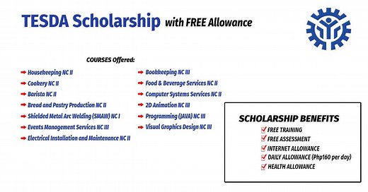 13 TESDA Scholarship Courses with Allowance