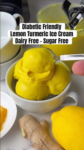Low carb diabetic friendly lemon turmeric ice cream. #ninjacreami #icecream #diabeticfriendly