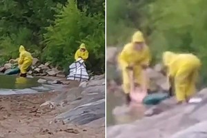 Is this proof mermaids EXIST? Bizarre footage appears to show mysterious half human creature being pulled out of a lake