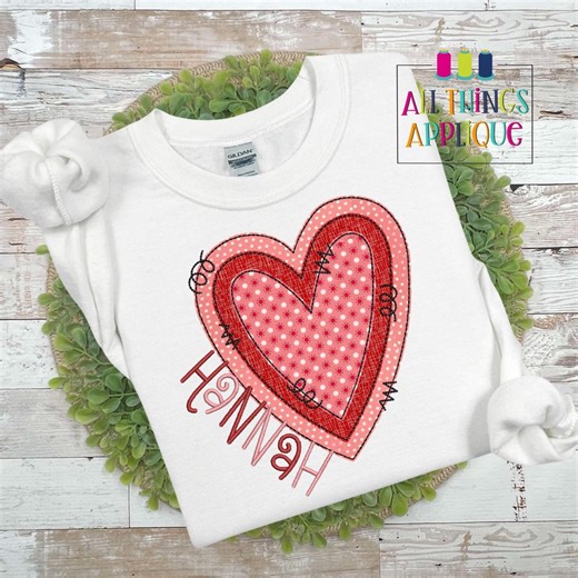 Valentine Applique Design for Machine Embroidery - Triple Layer Heart Bean Stitch Applique Design - Etsy