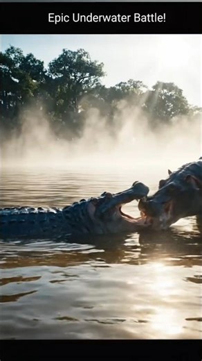 Hippo vs Croc: Epic Underwater Battle!#HippoFight #CrocAttack #EpicBattle