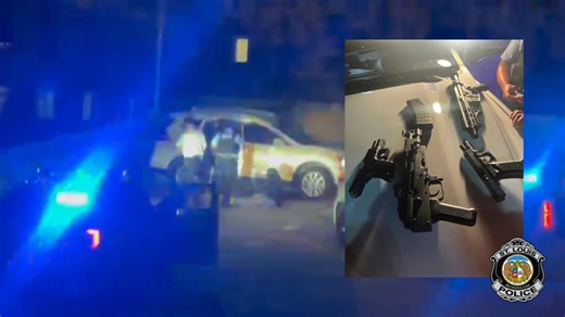 A strong community partnership is building a safer St. Louis! Last night, your SLMPD officers responded to a 911 call regarding suspicious activity and individuals armed with guns. Officers assigned to the Bike Unit and Mobile Reserve seized four firearms, two of which had conversion devices, making them fully automatic. Two suspects, both from Illinois, were arrested. If you see something suspicious, say something! Always call 911 to report suspicious behavior. | St. Louis Metropolitan Police D