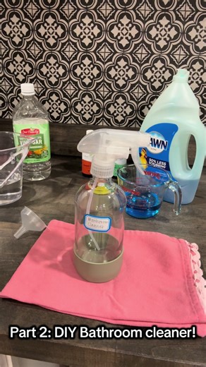 Part 2: Making my own bathroom cleaner! See the recipe in the comments! #bathroomcleaning #diy #fyp