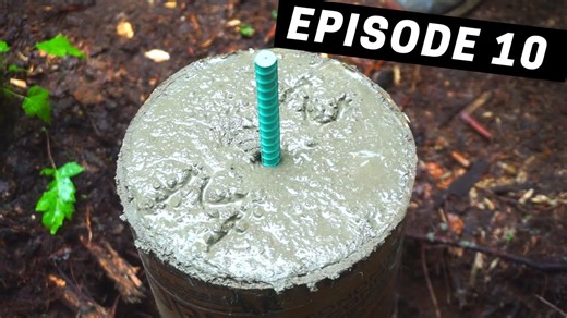 Building A Log Cabin | Ep. 10 | We carried 1,386 lb of concrete on our backs: the foundation is DONE