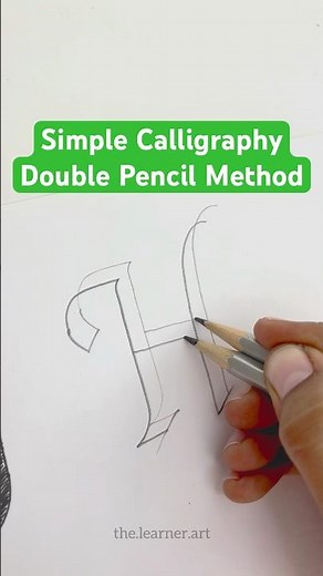 Writing the letter ‘H’ with double pencil calligraphy! ✏️ Smooth & satisfying strokes! #Shorts