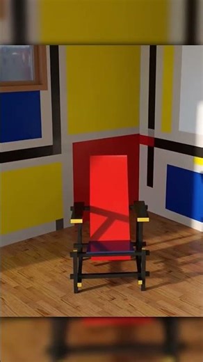 Rietveld’s red and blue chair designed in AutoCAD #shorts #art #artwork #autocad