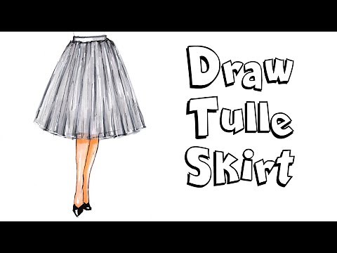 HOW TO DRAW A TULLE SKIRT Step by Step Drawing Tutorial. Draw a Realistic Tulle Skirt on a Body.