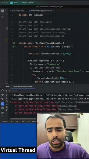 Virtual threads in Java 21. #javatutorial #javadevelopment #coding