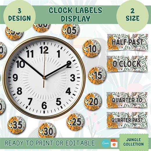 Jungle Telling Time Clock Labels | Classroom Wall Decor | Editable Clock Numbers Printable | Lion Theme Learning Time for Teachers - Etsy Canada