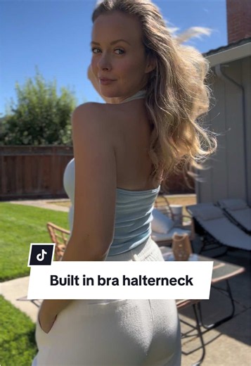 Love a pretty built in bra top 🤍 #halterneck #halternecktop #builtinbra #summertops #summeroutfits
