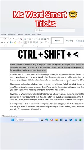 MS Word Me Text Size Chhota-Bada Kaise Kare? 🔥 | Easy Shortcut Keys ⌨️