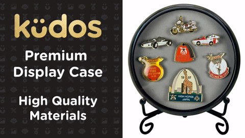 Kudos Pin Display Case with Stand - Shadow Box for Lapel Pin, Collector Pin - Display Board for Pin Collection