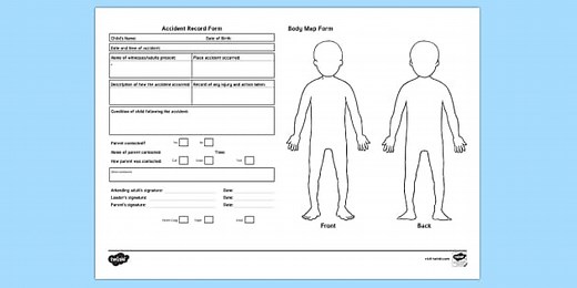 Accident Record Form With Body Map Template