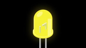 Yellow led isometric animation. LED semiconductor composition. Light emitting diode. Electronic component in isometric style. Transparent background with alpha channel