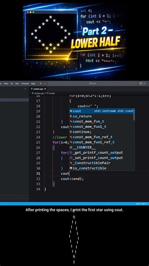 C++ Pattern Program – Hollow Diamond Lower Half