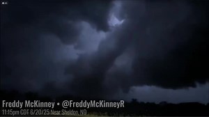 4.6K views · 34 reactions | Storm Chaser Freddy McKinney captured this view of of a PDS tornado-warned storm just moments ago near Sheldon, North Dakota! #ndwx  Freddy McKinney - WX | RadarOmega | Facebook