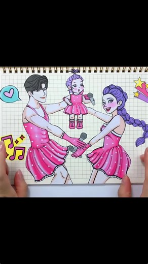 HUNTRIX RUMI and JINU SAJA BOYS WEARING PINK DRESS and SING - KPOP DEMON HUNTERS | Sticker Book DIY #kpopdemonhunters #rumi #sajaboys #stickerbook #diy