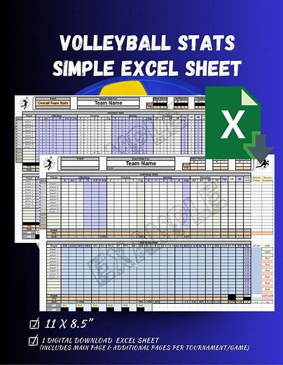 Volleyball Statistics Simple Excel Sheet / Excel File Digital Download / Volley Stats | Great Tool for Teams, Players and Coaches - Etsy
