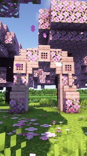 Diseños creativos de entradas en Minecraft con cerezo