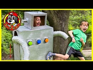 Kids Pretend 🤖 CALEB & ISABEL GET CHASED BY A CRAZY TICKLE ROBOT!