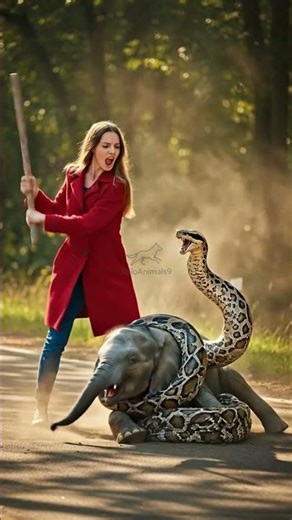 Brave Girl Saves Baby Elephant from Giant Python 🐘🐍 | Heart-Touching Rescue Story #animals