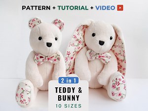 Memory Bear Pattern and Bunny Sewing Pattern Pdf , Teddy Bear Pattern , Easy Rabbit Pdf Pattern , Keepsake Bear Pattern Memory Bear Template - Etsy UK