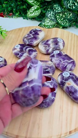 Dream Amethyst Palm Stone / 2.4" to 2.7" /Chevron Amethyst /  Chakra / Rocks and Minerals