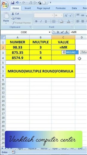 Excel functions and tricks | vanktesh computer center | #shorts