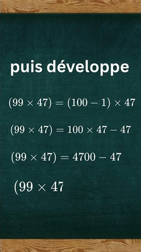 99 × 47 en 5 secondes ! 🤯 L'astuce de calcul mental #maths #mathstricks #education