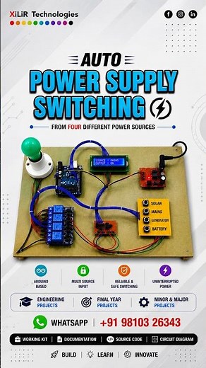 Auto Power Supply Control from four Different Sources #engineeringprojects #arduino #project