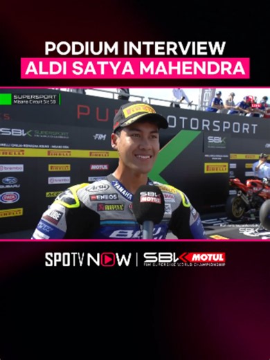 #WorldSBK 🏍 - ¡VAMOS! Podium Interview Aldi Satya Mahendra setelah meraih P3 hari ini... #EmiliaRomagnaWorldSBK Saksikan Balap WorldSBK di SPOTV NOW! ⏭️ https://onelink.to/spotv_indonesia #SPOTVIndonesia