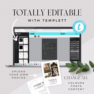 Modern Wedding Program Template | 4x11" | Slim Order of Service, Printable Long Ceremony, DIY Program Card, Instant Download - VP001 - Etsy