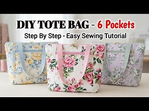 DIY Tote Bag Sewing Tutorial - 6 POCKETS | Clothes Bag Cutting and Stitching | DIY Shopping Bag