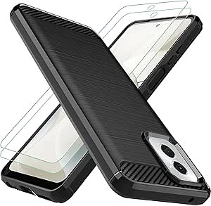 for Moto G Power 5G 2024 Case: with 2pcs Screen Protector Shock-Absorption Flexible TPU Rubber Protective Cover for Motorola Moto G Power 5G 2024(Black)