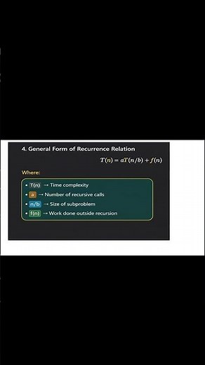 General Form of Recurrence Relation | Time Complexity of Recursive Algorithms | DAA #education
