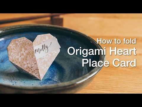 How to fold Origami Heart Place Card (Kimigami)