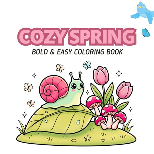 Cozy Spring Coloring Book Printable | Bold & Easy Coloring Pages for Kids and Adults | Cute Spring Scenes PDF | Instant Download - Etsy Australia