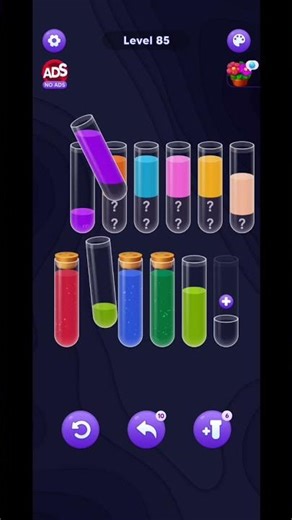 Water Sort Puzzle Game. Tough Level 85 #shorts