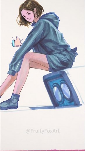 Female anatomy drawing anime girl sitting position