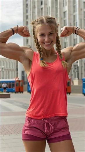 Positive Energy 💪 Fitness Girl Flexing in the City