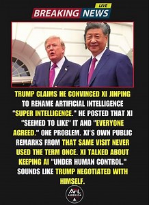 Trump Claims Xi Agreed to Call AI Super Intelligence, But Xi Never Said It