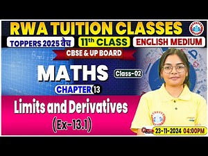 Class 11 Maths Chapter 13 Limits and Derivatives | Ex-13.1 | 11th Maths Imp Topics By RWA