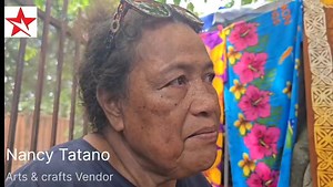 A long time arts&craft seller from Renbel Ms Nancy Tatano shares her daily experiences in selling her products along the dusty highway infront the Art Gallery entrance, Mendana Avenue. At her stall she sells paintings, shell money necklaces, lavalavas, fans, mats, baskets and many more crafts. This is her only source of income to make a living. Despite facing daily challenges in low sales throughout the week but her perseverance to make ends meet did not discourage her. She continues to enjoy he
