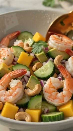 Mango, cucumber & shrimp salad for fresh dining