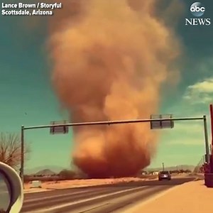 227K views · 765 reactions | This driver in Arizona had to step on the gas when the giant dust devil he was recording got a little too close for comfort. "He's literally following me." https://abcn.ws/2H0YJlO | ABC News | Facebook